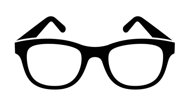 Classic Black Frame Eyeglasses Isolated on White Background.