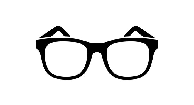 Black frame glasses icon, simple design, clear vision, optical accessory, stylish eyewear, classic spectacles, fashion statement, vision aid, retro look, modern