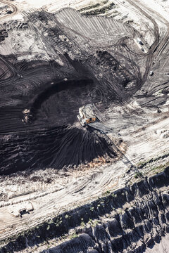 Aerial View of a Vast Open-Pit Mine in a Rural Landscape. Welzow, Germany