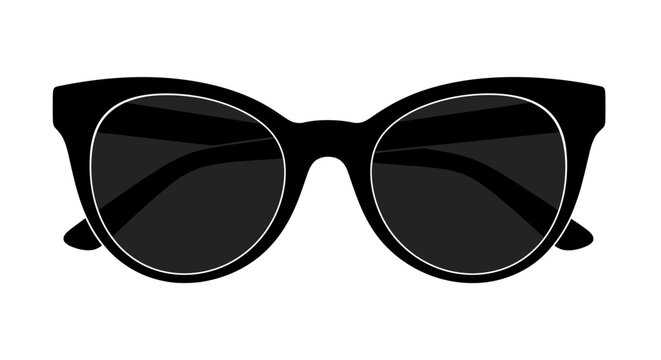 Stylish black sunglasses with dark lenses on a white background.