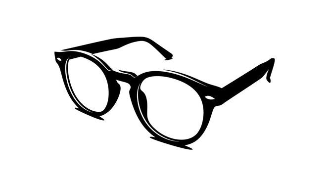 Stylish Black Rimmed Glasses Isolated on White Background.