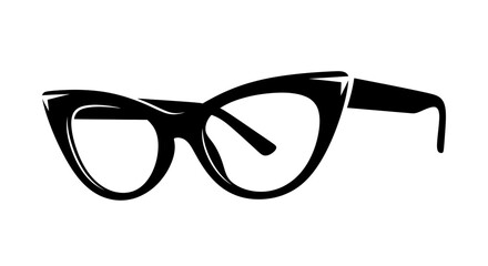 Stylish Cat Eye Glasses Silhouette Isolated on White Background. © warhan