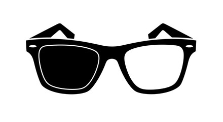 Stylish eyeglasses with one lens blacked out, creating a striking visual contrast. © warhan