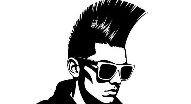 Stylish Man with Pompadour Hairstyle and Sunglasses.