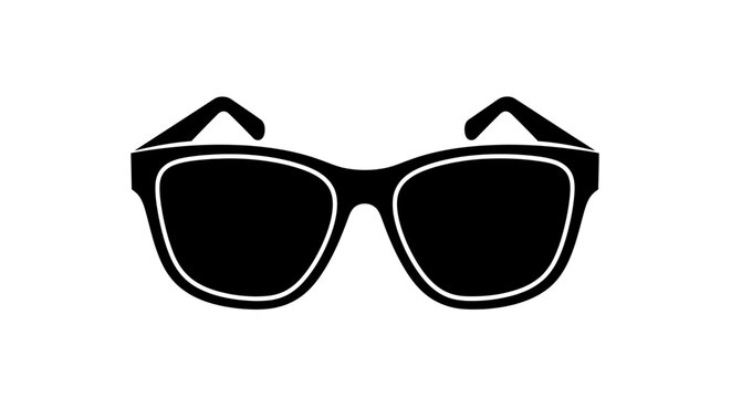 Stylish black sunglasses with a white outline on a clean white background.