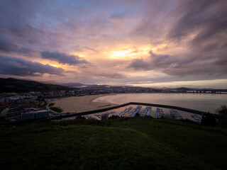 Laredo beach and marina during sunset in cantabria © larrui