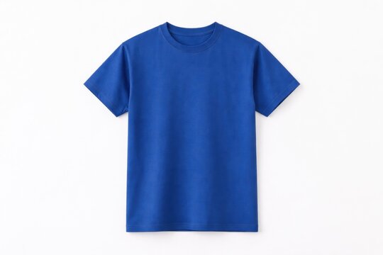Mockup de camiseta azul lisa isolada. Modelo de roupa unissex para estampa e design