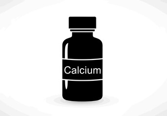 A perfect silhouette of a calcium supplement bottle icon