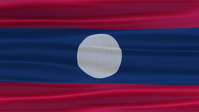 Laos flag waving in the wind with high quality fabric texture