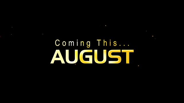 Golden coming this august template with abstract design and text on black background