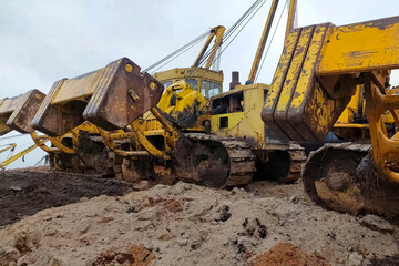 Fototapeta premium Balancers on pipelayers are devices for the stability of the pipelayer so as not,to fall during the installation of the gas pipeline.
