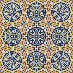 Fototapeta premium Decorative seamless ethnic stylized mosaic pattern, azulejos style