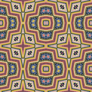 Decorative seamless ethnic stylized mosaic pattern, azulejos style