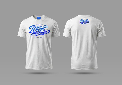 T-Shirt Mockup - Front & Back View, Black Version (2 Isolated Shirts)