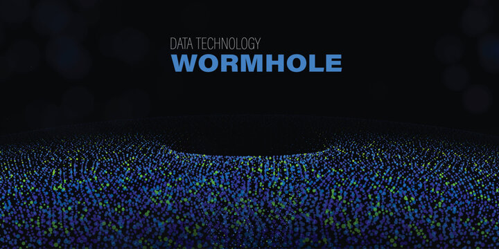 Abstract digital grid forming a wormhole data vortex pattern