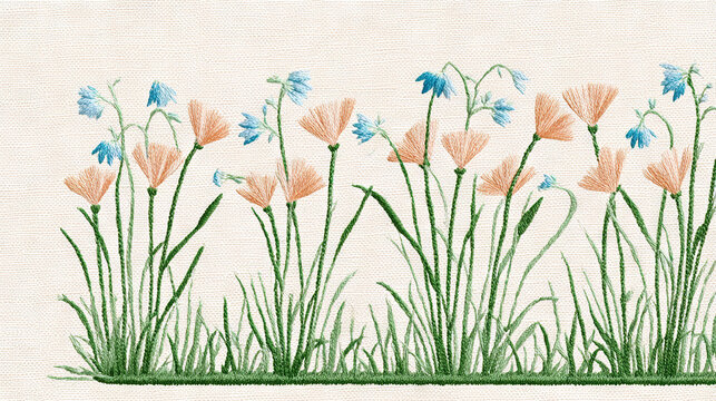 Vibrant Wildflowers in a Field with Green Grass