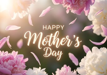 Obraz premium Beautiful mother's day floral arrangement celebrate moms with pink flowers and heartfelt greetings