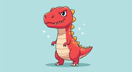 Cute Red Tyrannosaurus Rex Dinosaur Cartoon Character. © Caroline Studio