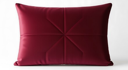 Fototapeta premium Deep burgundy velvet throw pillow with geometric quilted diamond pattern for modern home decor