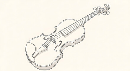 Fototapeta premium A detailed illustration of a violin in a creative dotted line style on a beige background