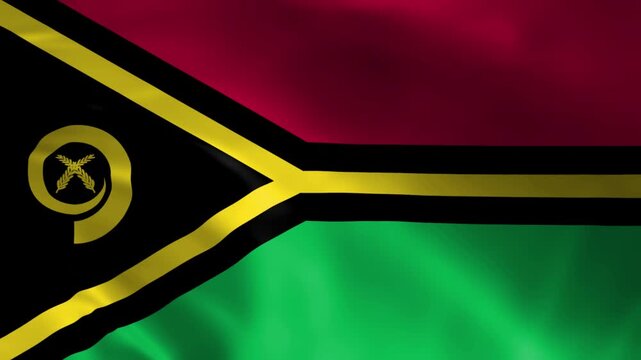 Waving flag of Vanuatu national symbol with black red yellow and green colors representing patriotism and country identity for graphic design