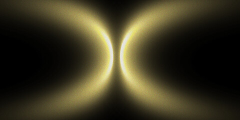Symmetrical Abstract Golden Light Waves with Glowing Curved Lines on Black Background © RACCOON