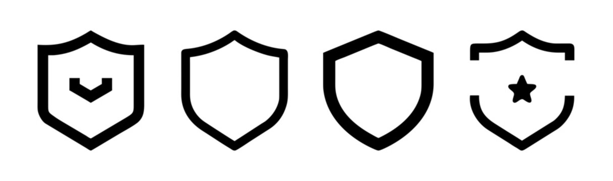 Set of four shield icons representing security, protection, and brand reputation.