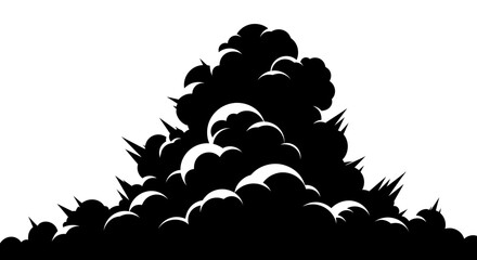 Dramatic black silhouette of a powerful explosion or smoke cloud. © Zanita