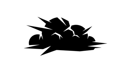 Explosion cloud black silhouette isolated on white background. © Zanita