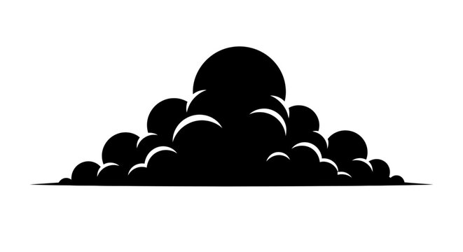Stylized dark cloud formation silhouette graphic design element.