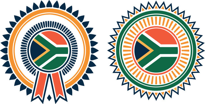 Nelson mandela day promotional badges with south african flag rosette