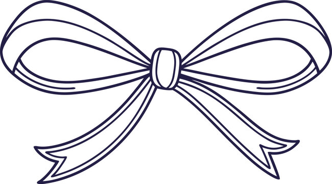 Minimal doodle gift bow with simple loops and tails ribbon bow