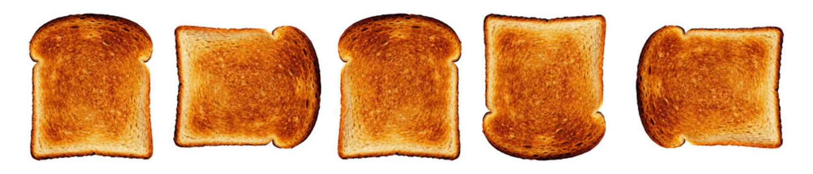 Close up of a  slices of golden brown toast. pan tostado. 