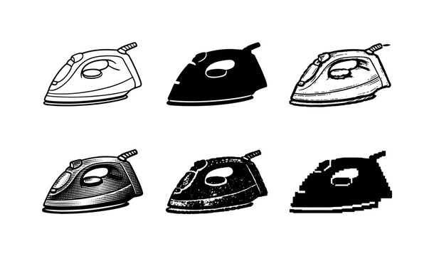 Household pressing iron with ergonomic grip and smooth base, intended for everyday laundry care  containing