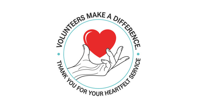 Volunteer appreciation logo with heart.