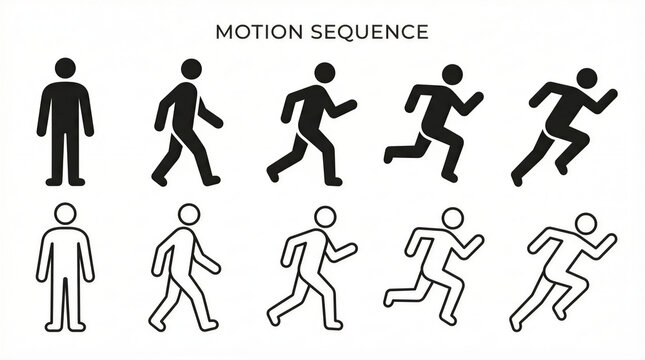 Simple motion sequence shows walking to running