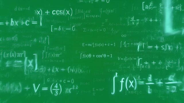 Math equations background: A dynamic digital background, filled with complex math equations and formulas, suggesting the realms of science, academics, and advanced knowledge.