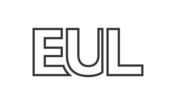EUL logo design template with strong and modern bold text. Initial based vector logotype featuring simple and minimal typography. Trendy company identity.