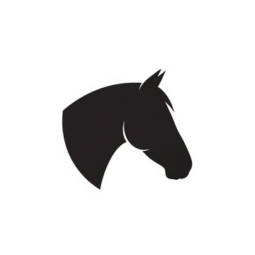 Black Silhouette of Horse Head Profile.