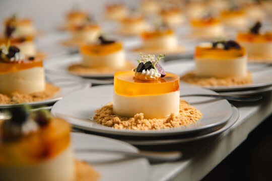Mini desserts elegantly presented, perfect for weddings and special events.
