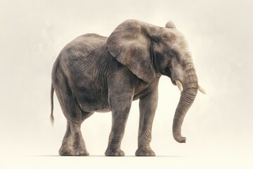 Obraz premium Studio-Style Illustration of an African Elephant with Soft Shadows