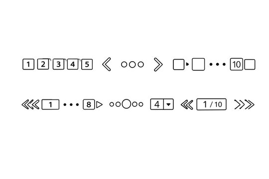 Collection of navigation and pagination icons with numbers and arrows
