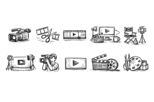 Creative video production elements in a hand-drawn style