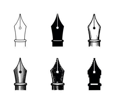 Fountain pen with metal nib designed for elegant handwriting and formal correspondence | Create ONE image containing EXACTLY six