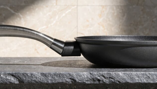 Medium shot capturing a slidelock handle mechanism being securely fastened onto a pan highlighting smooth interchangeability and innovative storage solutions.