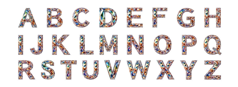 Luxury Faceted Glass Alphabet Set, Crystal Prism Letters A&ndash;Z, Transparent PNG, 3D Gem Typography Collection