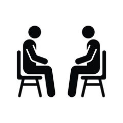 Fototapeta premium Therapy session icon two human figures sitting silhouette