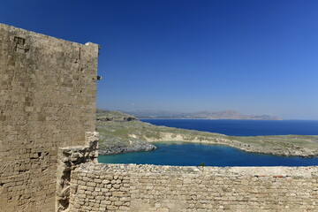 Lindos Acropolis, Rhodes Island, Greece. Archeological site from 4th Century BC. © alagz