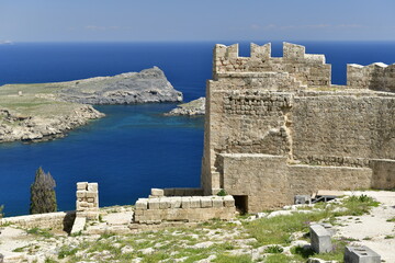 Lindos Acropolis, Rhodes Island, Greece. Archeological site from 4th Century BC. © alagz
