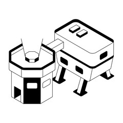 illustration depicting a mars station in isometric style © Prosymbols